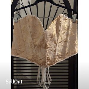 DAGIN Women's 2XL Floral Lace-Up Corset Top Camisole Party Blouse